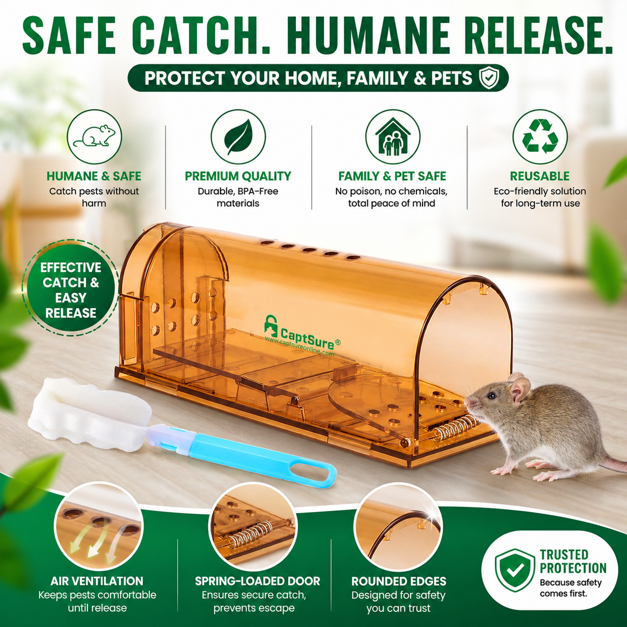 CAPTSURE humane catch and release mouse trap